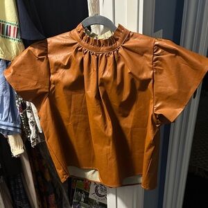 THML Elegant Brown Leather M Women's Top